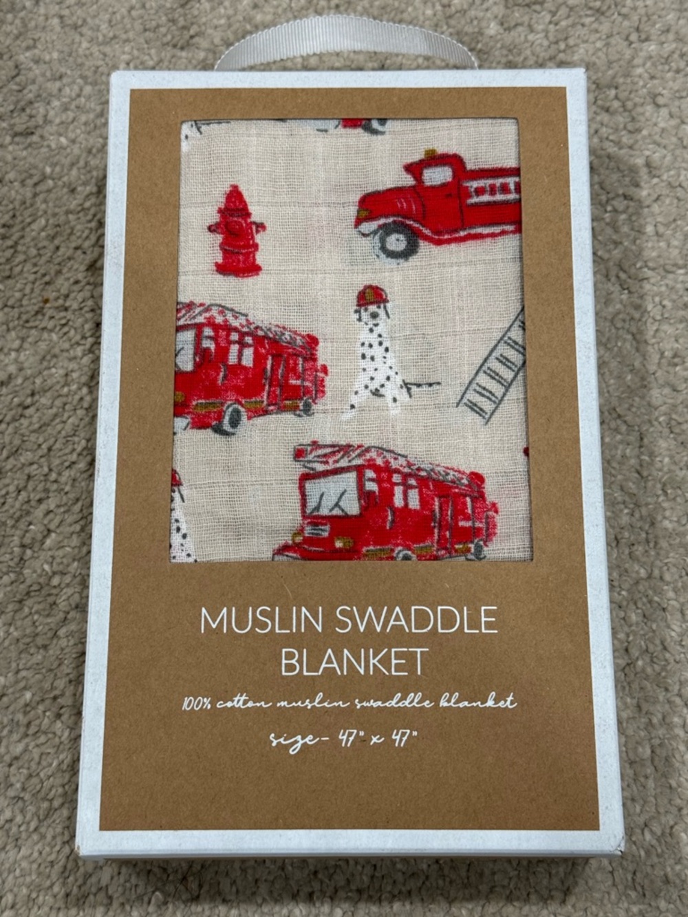 Muslin Swaddle Blanket - Fire Truck Design